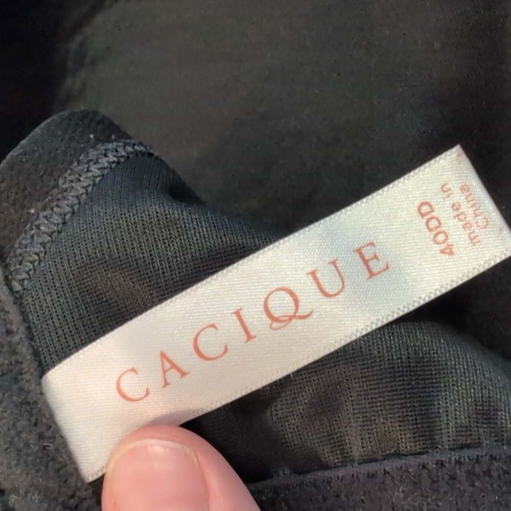 Cacique Solid Black Wirefree Full Coverage Bra 40… - image 4